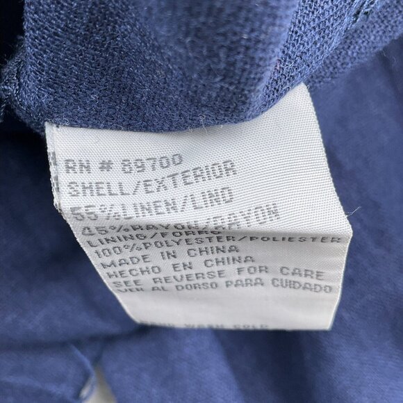 R &K Dress Women 14 Blue Shirt Button Linen Blend Lined Midi Classic - Picture 13 of 16